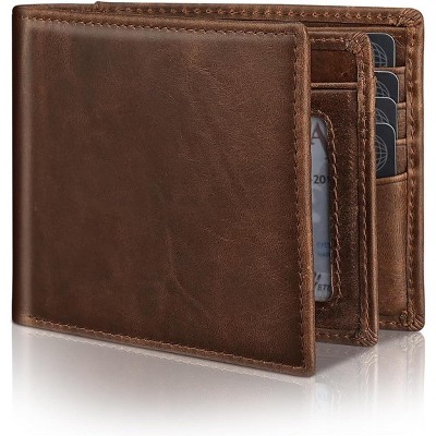 Paaaawaters Mens Genuine Leather Bifold RFID Blocking Wallet with 14 Card Slots