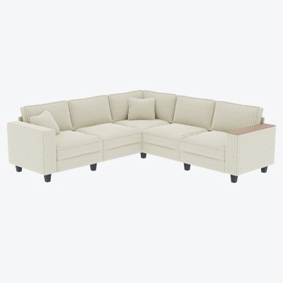 Christopher Knight Home Walter Modern 97''Corduroy L Shaped Sectional Sofa with Armrest Storage