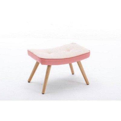 Wooden Step Ottoman with Square Cushion and Non-Slip Pad for Bedroom, Living Room and Kitchen