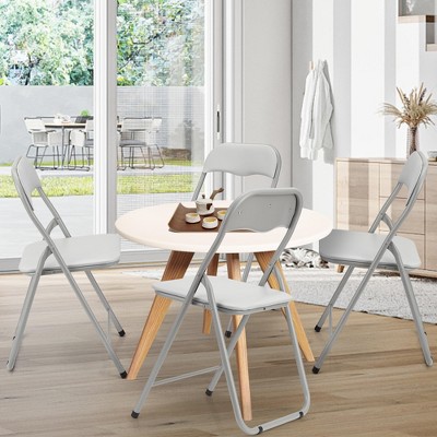Folding Chair 4 Pack with Cushion, Portable Metal Stackable Chairs for Indoor Outdoor Events