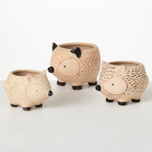 Sullivans Kitschy Hedgehog Ceramic Planter Set of 3, 4.5"H, 4"H & 3.5"H Multicolored - 1 of 4