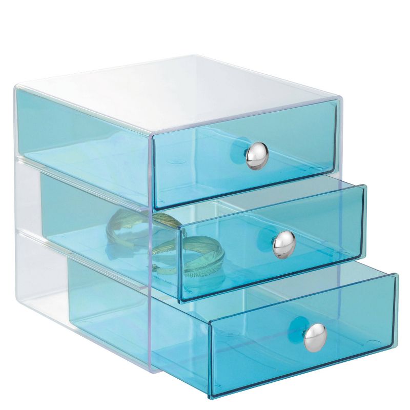iDESIGN Plastic Original 3-Drawer Desk Organization Set Teal Blue, 2 of 5