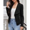 Women's Fashion Faux Suede Jackets  Clothes Lapel Long Sleeve Open Front Outerwear Cropped Coats - 4 of 4