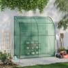 Tangkula Lean-To Walk-In Greenhouse with Flower Rack 7’ x 3.5’ x 7’ Wall Green House with Roll-Up Doors Waterproof PE Cover & Metal Frame - 3 of 4