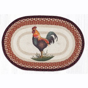 Earth Rugs Farmhouse Style Rooster Oval Patch Tread 20"x30" Rustic Floor Accent - 1 of 3