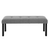 Tufted Linen Dining Bench, Farmhouse Upholstered Entryway Bench with Rubber Wood Legs - ModernLuxe - 2 of 4