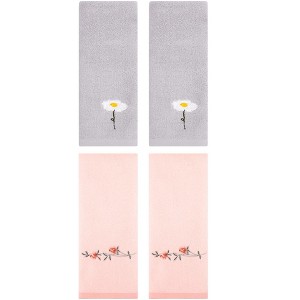 REGALWOVEN 4 Pcs Floral Pattern Cotton Bathroom Hand Towel - 1 of 4