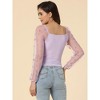 INSPIRE CHIC Women's Square Neck Mesh Sheer Star Print Long Sleeve Textured Crop Blouse - 4 of 4