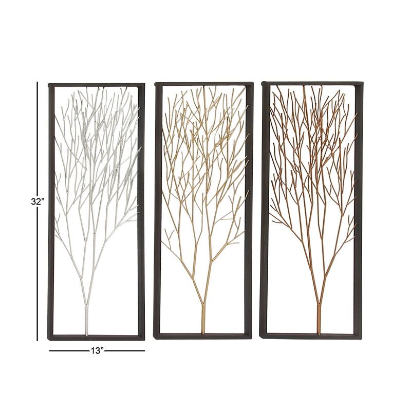 Metal Tree Branch Wall Decor with Black Frame Set of 3 Black - Olivia &#38; May, 4 of 16