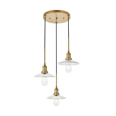 Elegant Lighting Waltz 3 light brass Pendant
