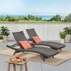 2PCS Rattan Chaise Lounge Set with Adjustable BackPatio Lounge Chair with Foldable Legs,Wicker Outdoor Lounge Chair for Poolside-Cuddlewood - 3 of 4