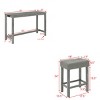 4 PCS Space-Saving Design Dining Set, Gray Wood Bar Table with Power Outlet and MDF Top, 3 Upholstered Stools with Linen Cushion-Coolbibila - 4 of 4