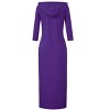 Coolmee Women Hoodies Maxi Dress Casual 3/4 Sleeve Tunic Dress Slim Hooded Sweatshirts Dress with Pocket - 3 of 4