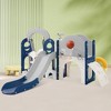Toddler Slide and Swing Set 7 in 1, Kids Playground Climber Slide Playset with Basketball Hoop,Tunnel for Babies Indoor & Outdoor,grey and blue - 2 of 4