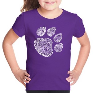 LA Pop Art Girl's Word Art T-shirt - Cat Paw - 1 of 4