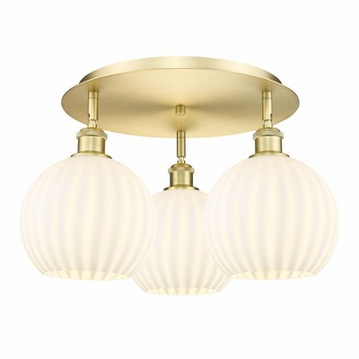 White Venetian - 3 Light Flush Mount In Modern Style-11 Inches Tall and 19.75 Inches Wide