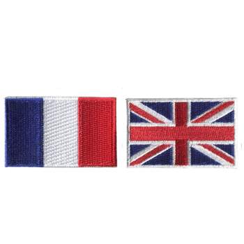 HEDi-Pack 2pk Self-Adhesive Polyester Hook & Loop Patch - France Country Mini Flag and Great Britain Country Flag