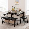 coucheta Industrial Dining Table Set for 4, Retro Wood Tabletop Kitchen Table with 2 Upholstered Chairs & A Bench, Dinner Table Set for Dining Room - 2 of 4