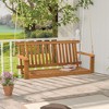 Tangkula 2-Person Acacia Wood Outdoor Porch Swing Patio Hanging Bench Chair Natural - 2 of 4