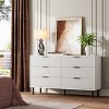 Modern Fluted 6-Drawer Dresser – Wide Chest with Metal Handles & Legs, Wooden Dresser TV Stand, Clothes Storage Organizer for Bedroom, Living Room - 2 of 4