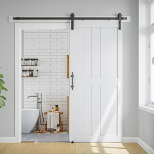 SMARTSTANDARD 84 in. Height White MDF Solid Core Interior Sliding Barn Door with Hardware Kit - 1 of 4