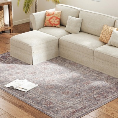 GlasFlength Rugs 5'x7' Vintage Waterproof Extra Large Area Rugs Carpet Non-Slip Rug Pads Washable Rug for Room, Multicolored, 84"*0.3"*60"