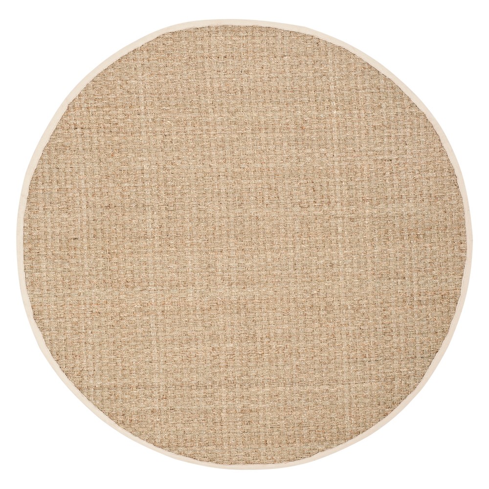 5' Solid Loomed Round Area Rug Natural/Ivory - Safavieh