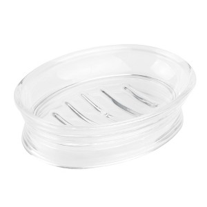 iDesign Soap Dish for Bathroom Sink - Elevated Oval Stand for Countertop - Clear - 1 of 4