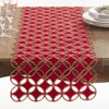 Saro Lifestyle Buche de Noel Collection Holiday Cutwork Design Table Runner, 16"x68", Red - 2 of 3