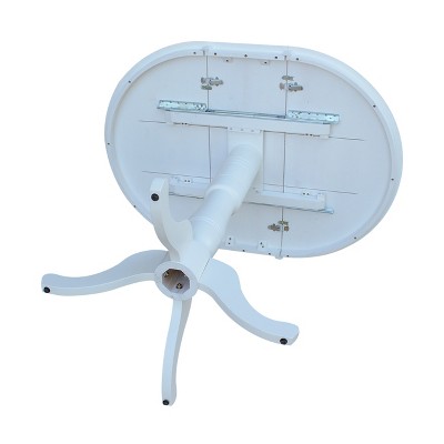 Elegant Round White Solid Wood Extendable Dining Table