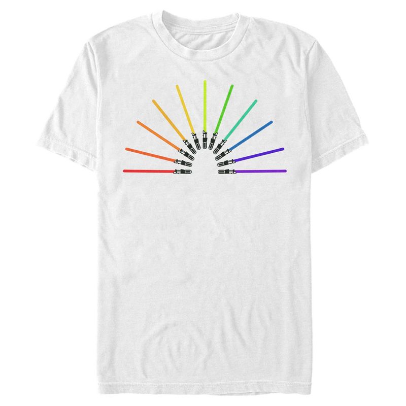 Men's Star Wars Lightsaber Rainbow T-Shirt, 1 of 6