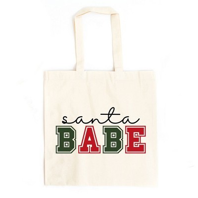 City Creek Prints Santa Babe Bold Canvas Tote Bag - 15x16 - Natural