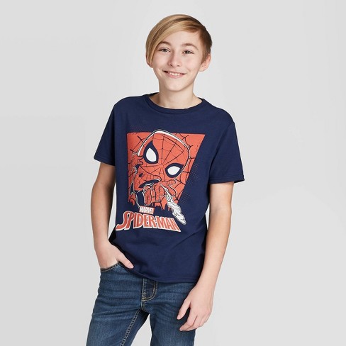 Boys Marvel 80th Spider Man Graphic T Shirt With Mini Funko Pop Navy Xl Target