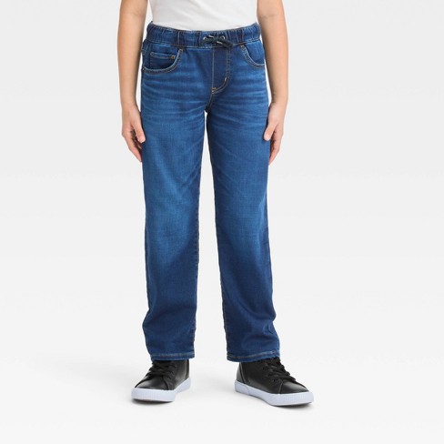 Boys' Athletic Straight Pull-on Pants - Cat & Jack™ Dark Wash 10 : Target