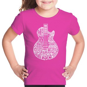 LA Pop Art Girl's Word Art T-shirt - Rock Guitar Head - 1 of 4
