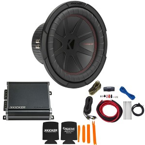Kicker 10 Inch Comp R Woofer 48CWR104 Package with 46CXA4001 Amplifier and wire kit - 1 of 4
