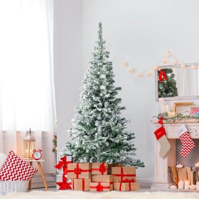 6 Ft Snow Flocked Artificial Christmas Tree with Metal Stand