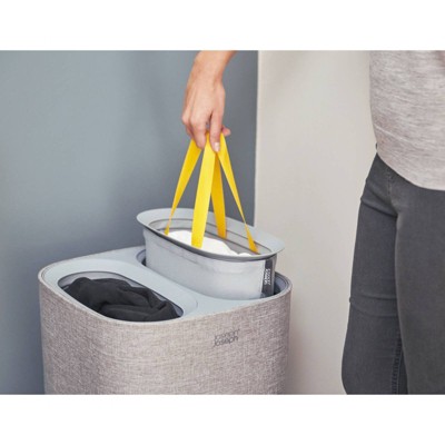 Gray 60L Dual Compartment Laundry Basket with Lid