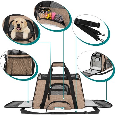Heather Taupe Soft Sided Medium Pet Carrier with Ventilation