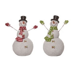 Transpac Christmas Resin Merry Snowman Decor Set of 2 Christmas Home Decorations - 1 of 1