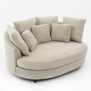 Hrinhom 70.1"W Modern Chenille Accent Chair with 7 Pillows,Loveseat - 1 of 4
