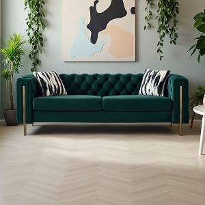 84" Chesterfield Velvet Sofa with Gold Metal Arms - 1 of 4