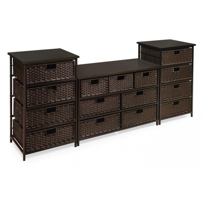 Espresso Brown Large Seven Basket Storage Unit with Metal Frame
