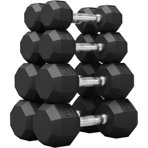 100LB Rubber Hex Dumbbell Set, 35-50LB Weight Pairs, Multiple Sizes for Home Gym, Strength Training & Muscle Building Equipment - 1 of 4