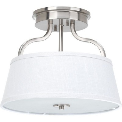 Brushed Nickel Drum Semi-Flush Convertible Light