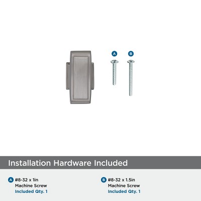 Satin Nickel Rectangular Cabinet Knob with Mounting Hardware