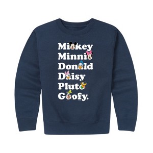 Boys' - Disney - Mickey Friends Character List Graphic Long Sleeve Fleece Sweatshirt - 1 of 4