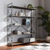 65" Mirna Iron & Oak Wood 5-Shelf Bookshelf with Quatrefoil Design - Baxton Studio - 2 of 4