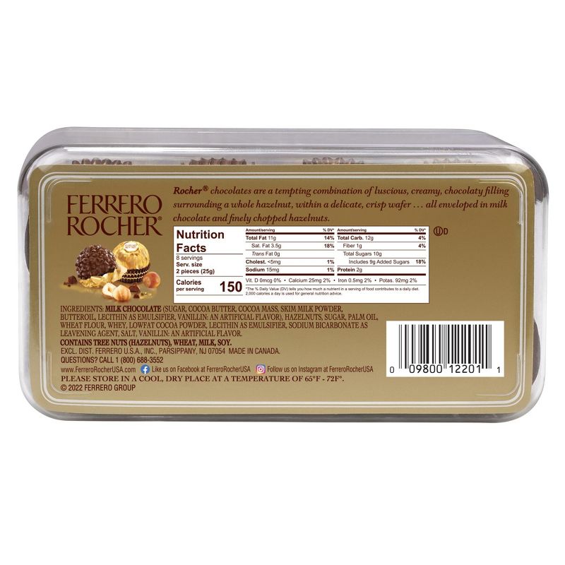 Ferrero Rocher Fine Hazelnut Chocolate Candy - 7oz/16ct, 3 of 9