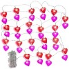 SCS Direct Red & Pink Heart 10 ft String Lights-Set of 2 w 40 Total LED Fairy Lights- Waterproof Battery Pack- 9 Different Modes- Indoor/Outdoor Decor - 2 of 4
